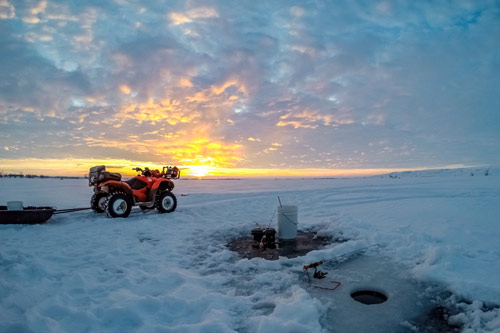 Ice fishing with ATV